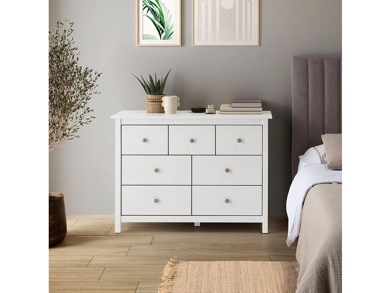 Cómoda de louro 7 gavetas Branco