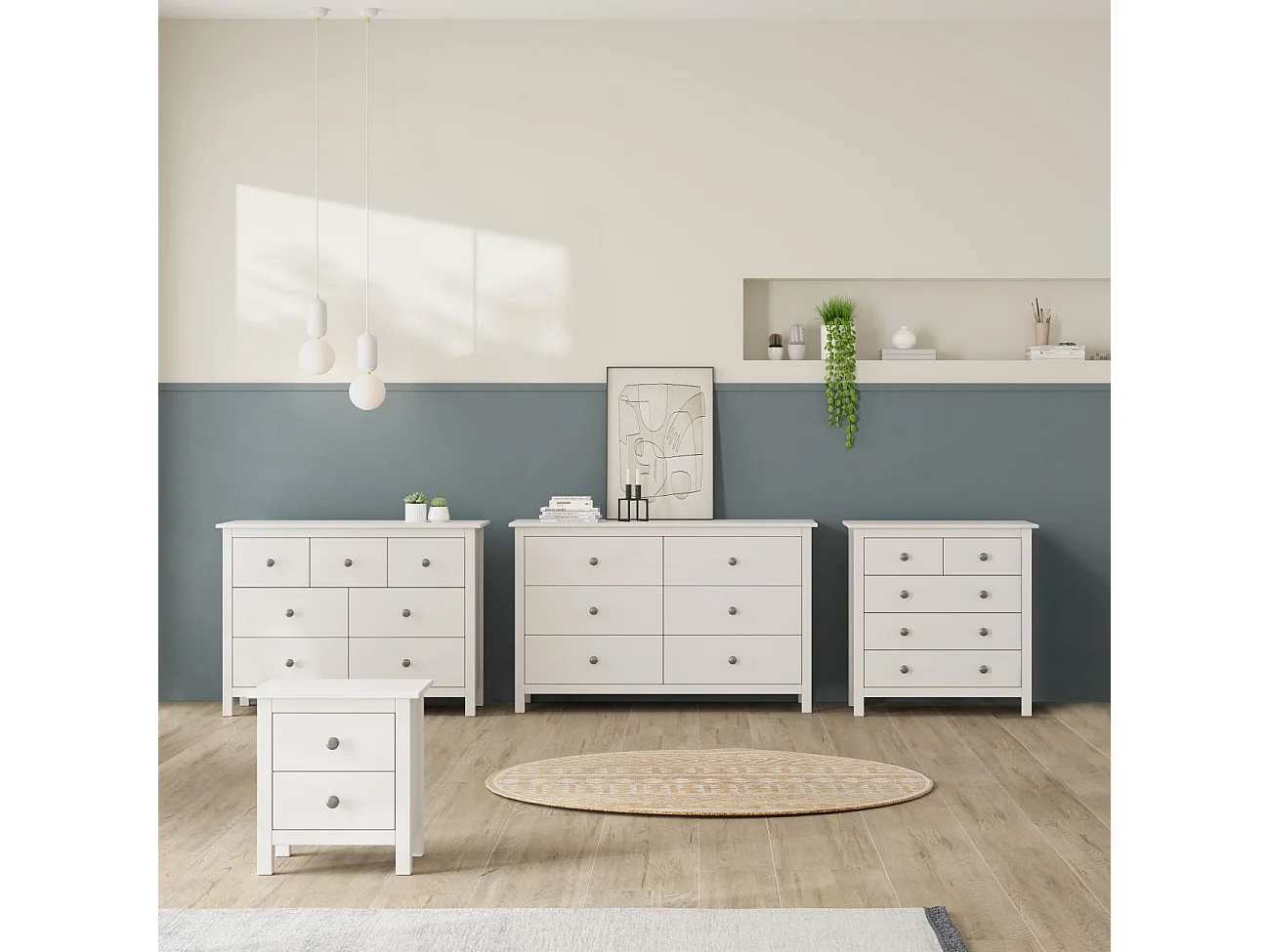 Cómoda de louro 7 gavetas Branco