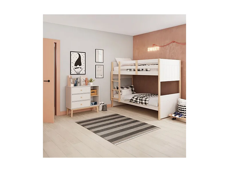 Cómoda juvenil Misty Breeze Blanco - Oak Soft