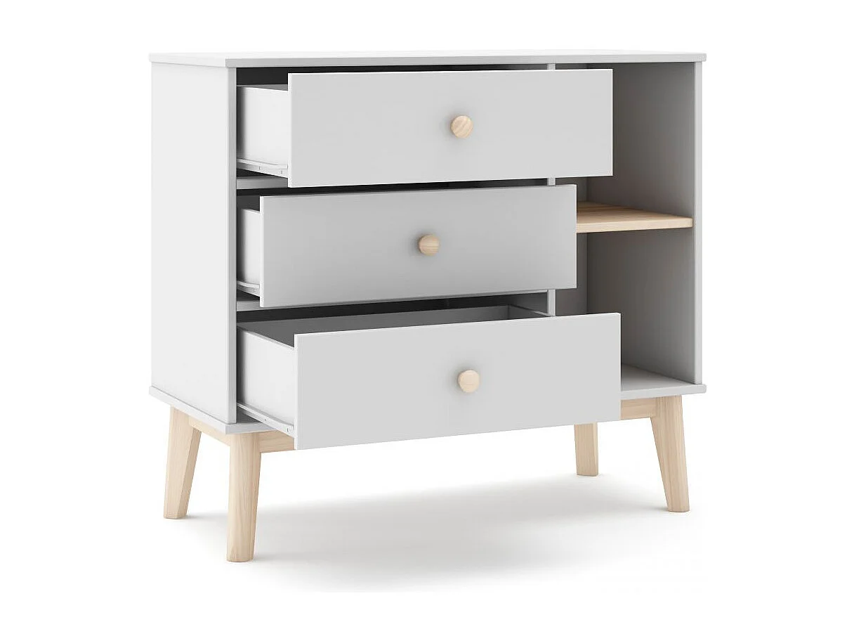 Cómoda juvenil Misty Breeze Blanco - Oak Soft