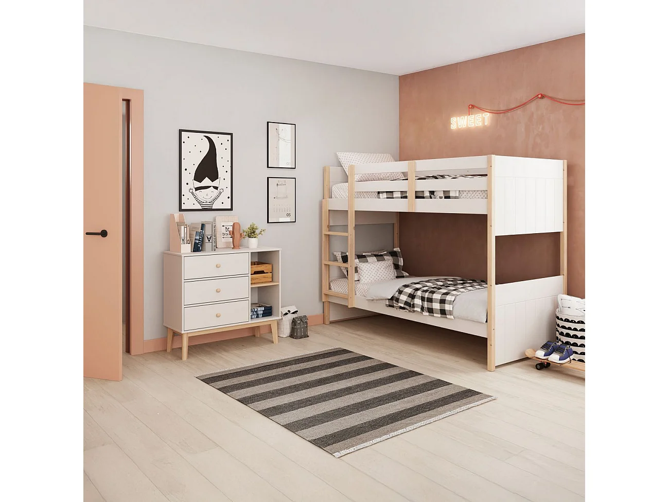 Cómoda juvenil Misty Breeze Blanco - Oak Soft