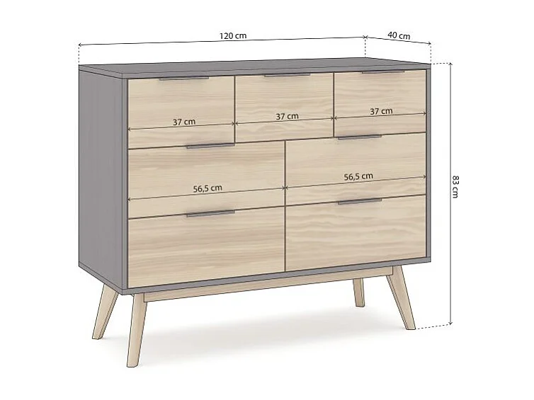 Cómoda Numa Gris Alpino - Oak