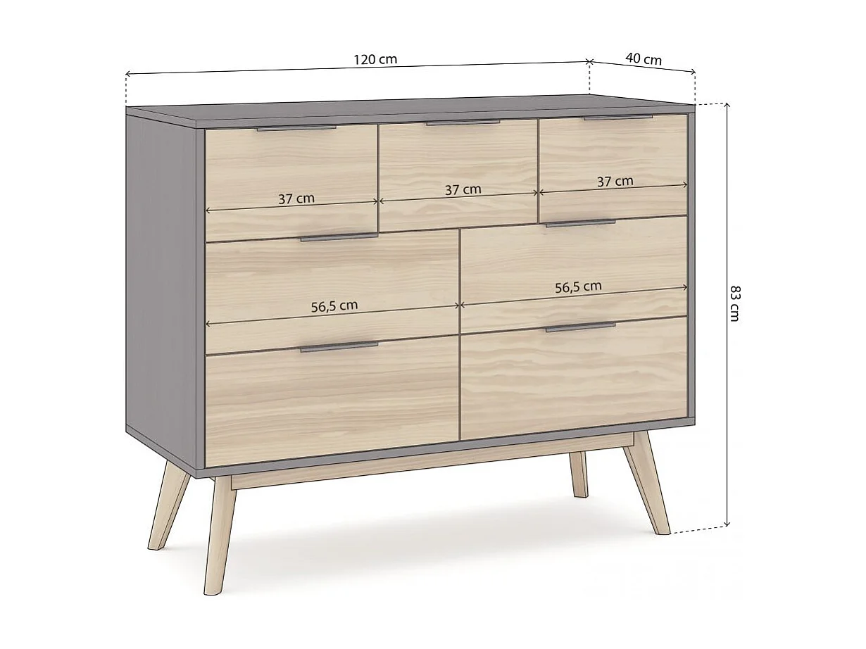 Cómoda Numa Gris Alpino - Oak