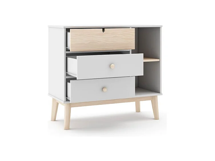 Cómoda Misty Cloud 3 cajones Blanco - Oak Soft