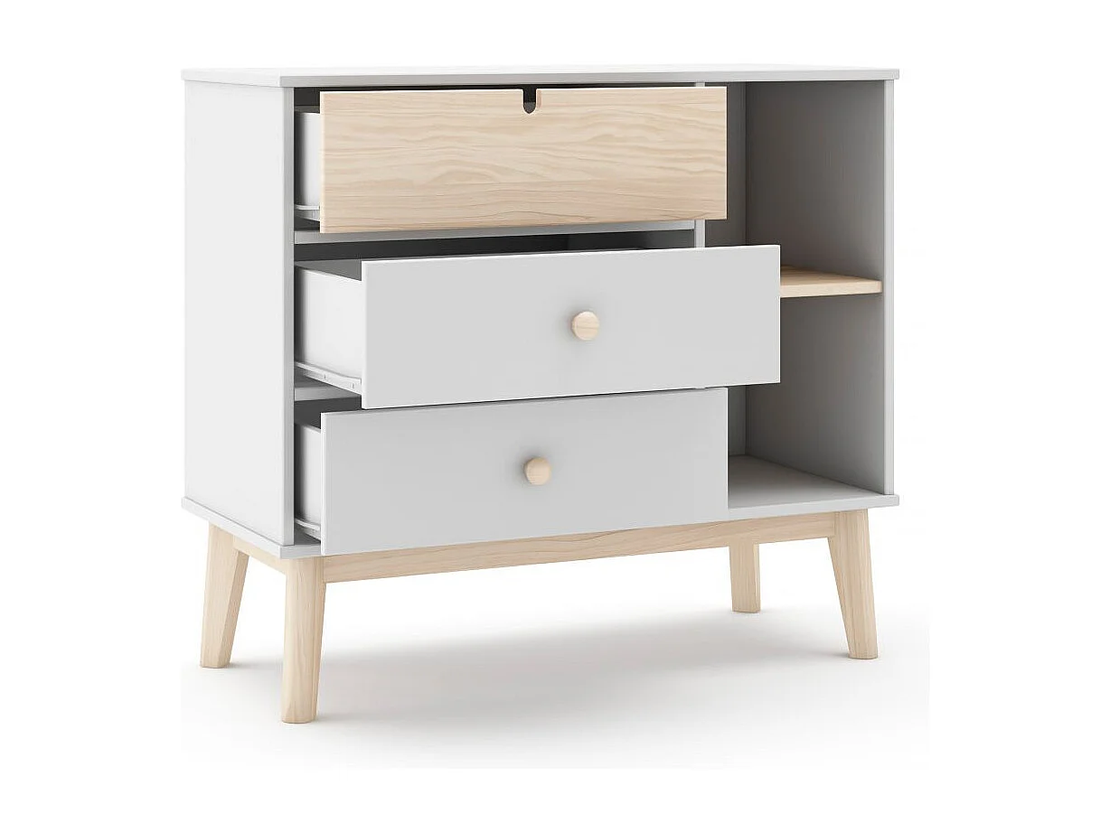 Cómoda Misty Cloud 3 cajones Blanco - Oak Soft