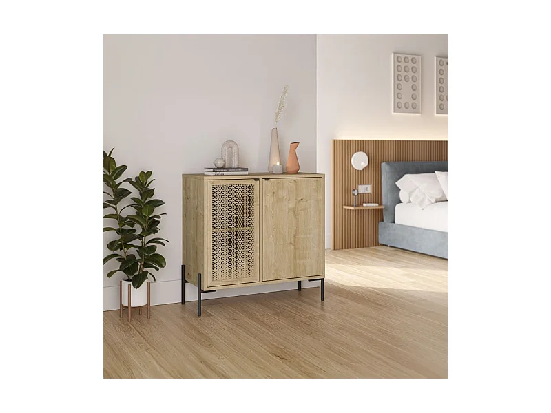 Cómoda Koivu 2 puertas Roble Negro