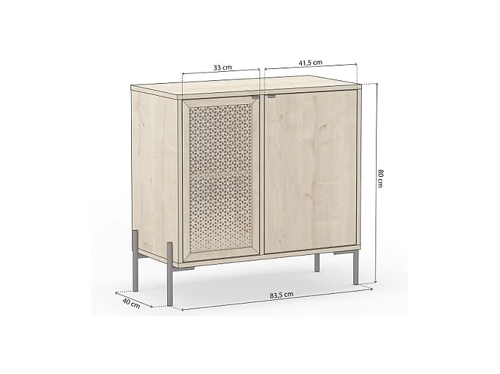 Cómoda Koivu 2 puertas Roble Negro