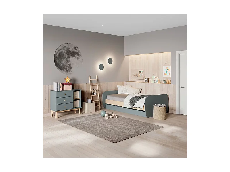 Cómoda juvenil Misty Breeze Verde Salvia - Oak Soft