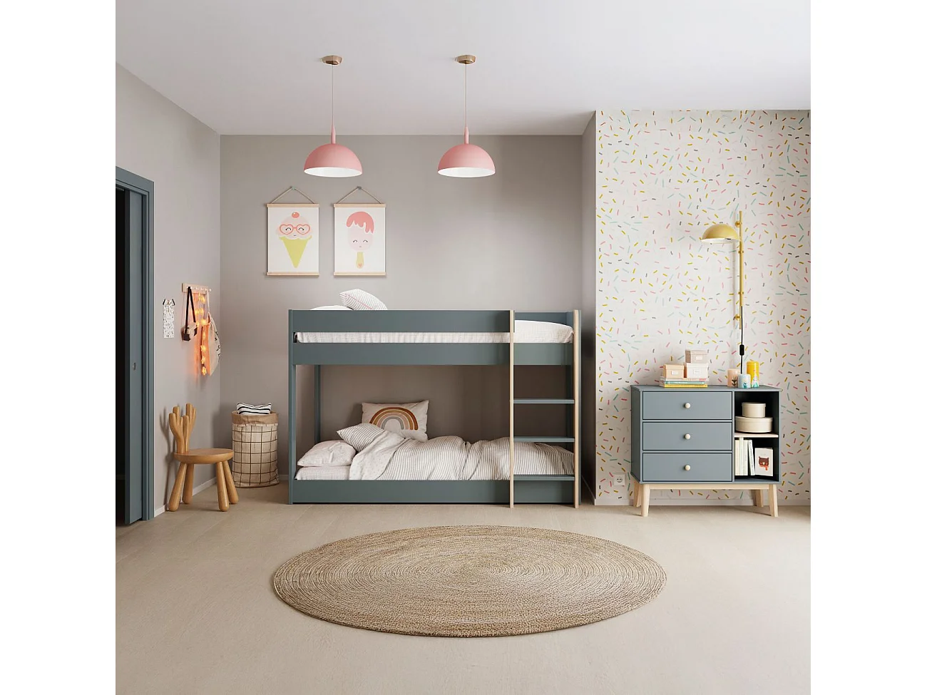 Cómoda juvenil Misty Breeze Verde Salvia - Oak Soft