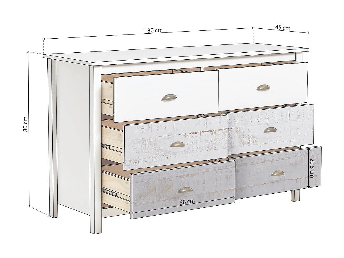 Cómoda Ocean 6 gaveta