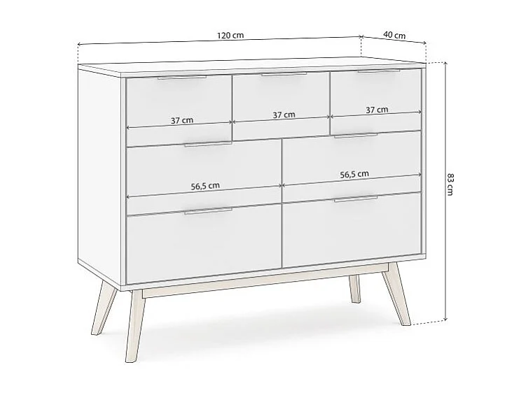 Cómoda Numa Blanco - Oak Soft