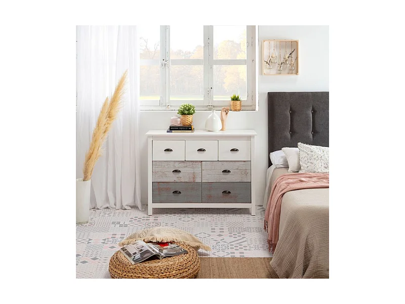 Cómoda Ocean 7 cajones Blanco - Vintage Colors