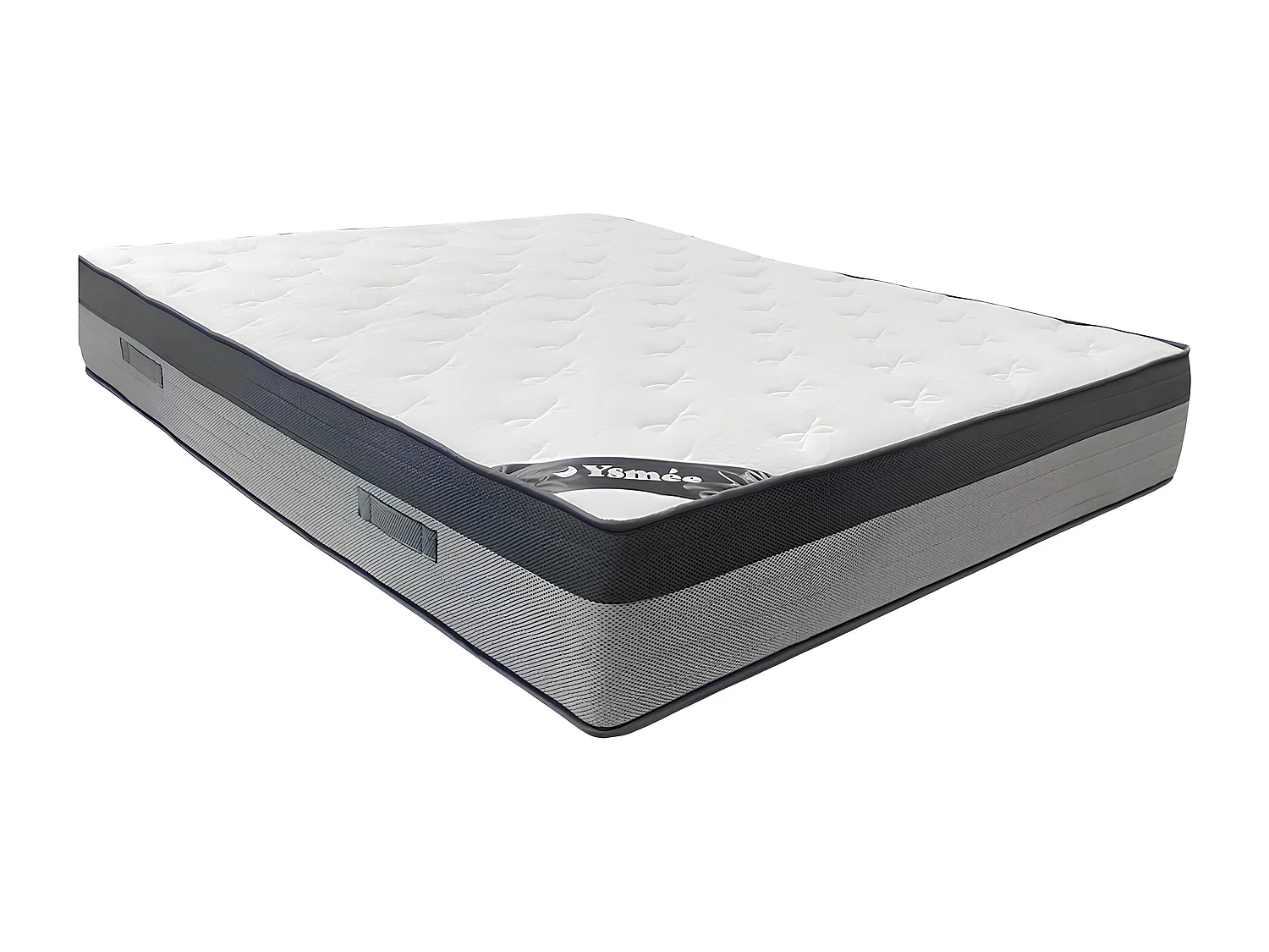 Ensemble 160 x 200 cm sommier coffre naturel clair + matelas hybride ressorts ensachés 7 zones et mémoire de forme ép.30cm - ILYROS de YSMÉE