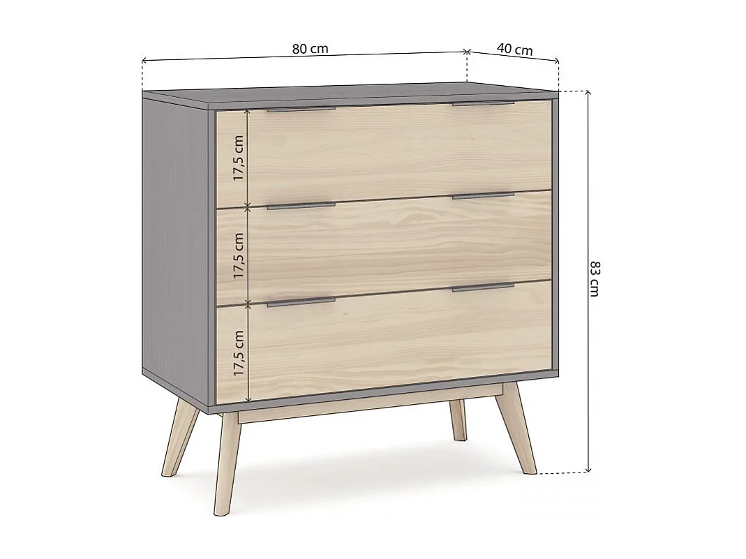 Cómoda Numa Gris Alpino - Oak