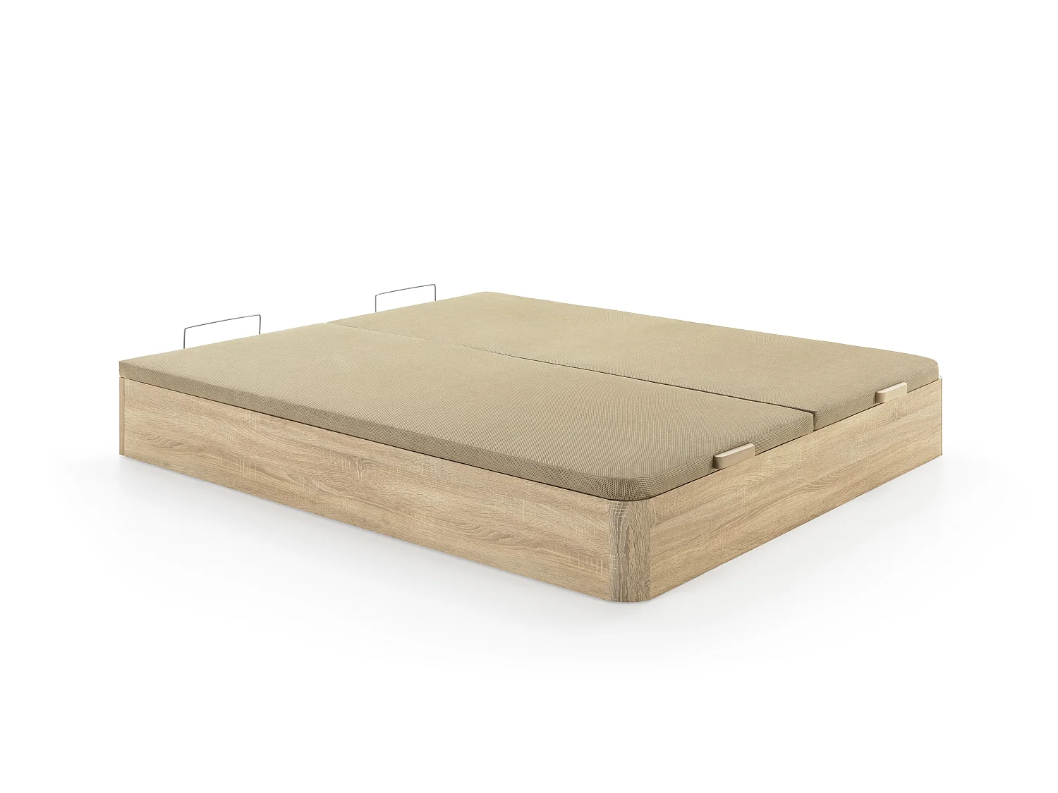 Ensemble 180 x 200 cm sommier coffre naturel clair + matelas hybride ressorts ensachés 7 zones et mémoire de forme ép.30cm - ILYROS de YSMÉE