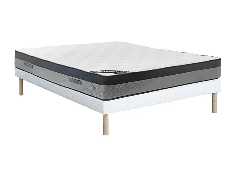 Set 160 x 200 cm rete a doghe + materasso ibrido molle insacchettate 7 zone e memory foam sp.30cm - ILYROS di YSMÉE