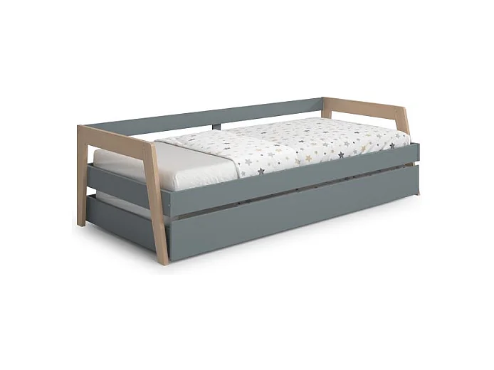 Cama doble juvenil Misty Haze Verde Salvia - Oak Soft