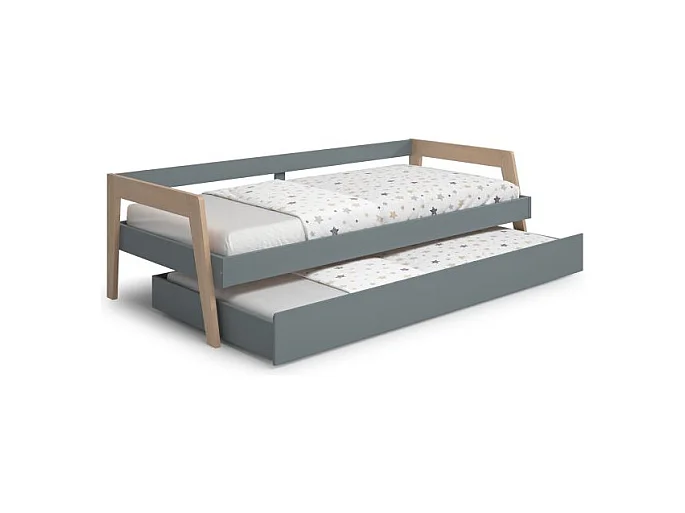 Cama doble juvenil Misty Haze Verde Salvia - Oak Soft