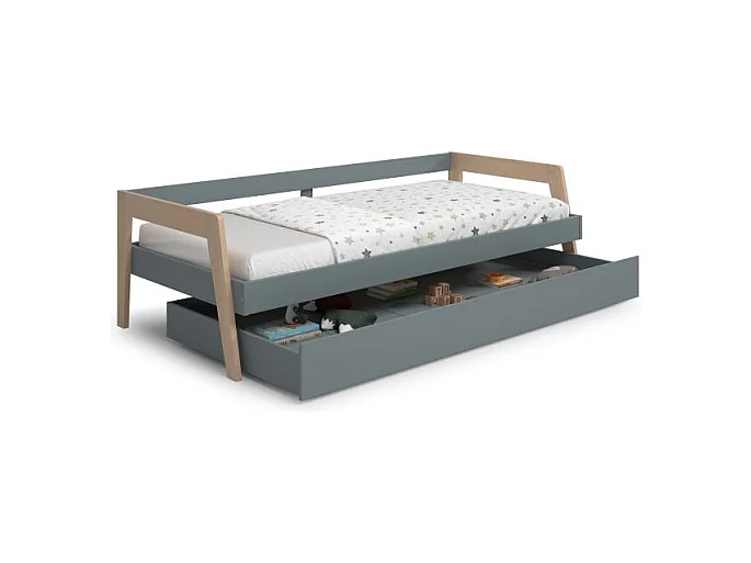 Cama doble juvenil Misty Haze Verde Salvia - Oak Soft