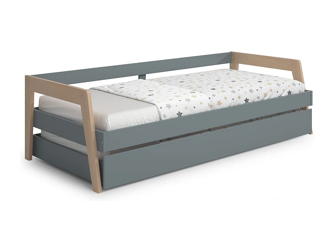 Cama doble juvenil Misty Haze Verde Salvia - Oak Soft