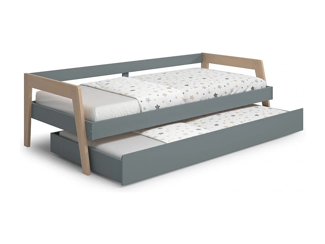 Cama doble juvenil Misty Haze Verde Salvia - Oak Soft