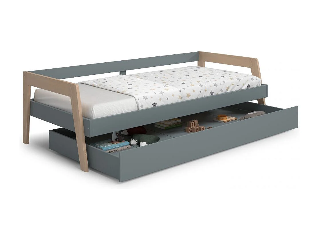 Cama doble juvenil Misty Haze Verde Salvia - Oak Soft