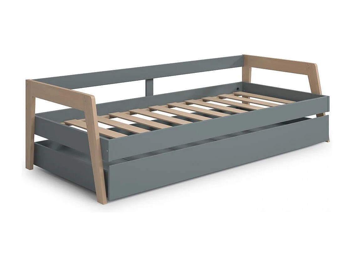 Cama doble juvenil Misty Haze Verde Salvia - Oak Soft