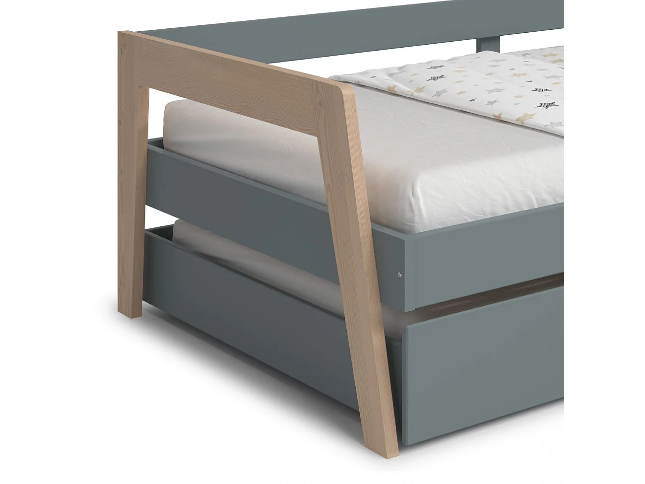 Cama doble juvenil Misty Haze Verde Salvia - Oak Soft