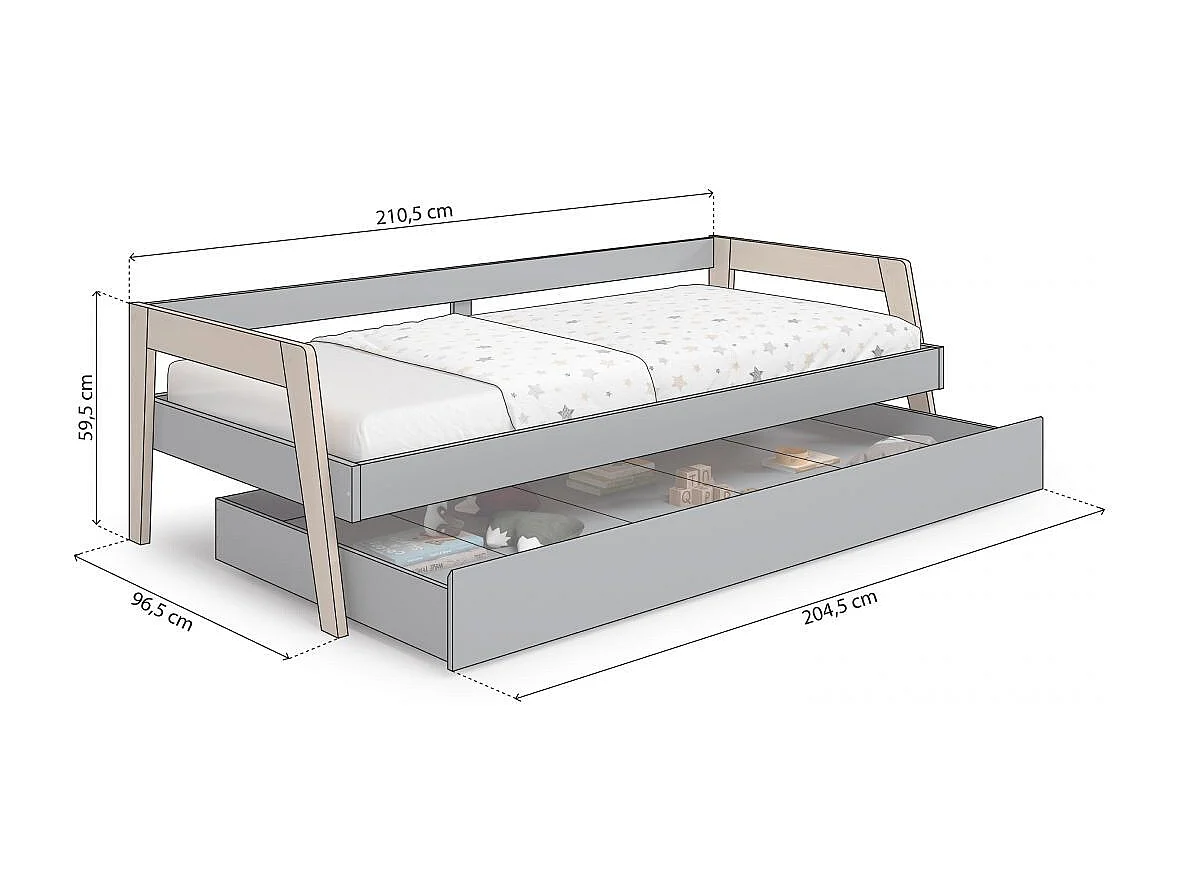 Cama doble juvenil Misty Haze Verde Salvia - Oak Soft