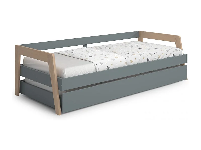 Cama doble juvenil Misty Haze Verde Salvia - Oak Soft