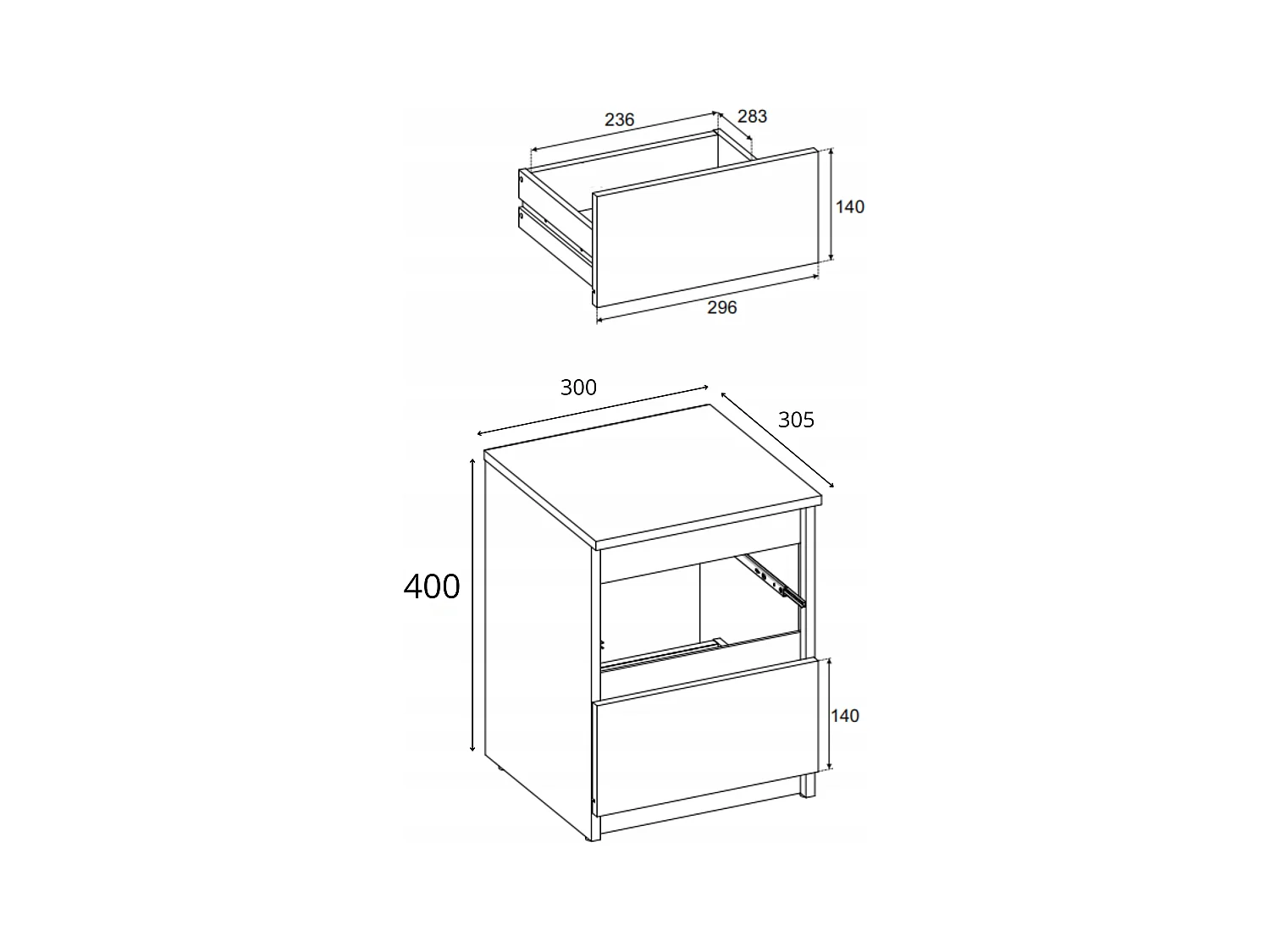 Table de chevet Chêne Wenge 30x30x42CM 2 tiroirs-meuble de nuit pour chambre à coucher