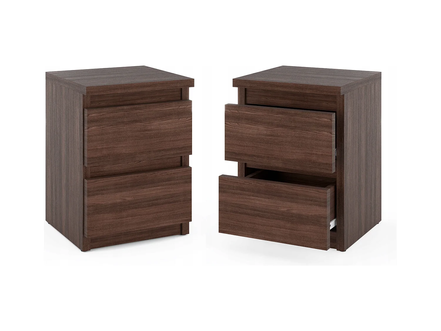 Table de chevet Chêne Wenge 30x30x42CM 2 tiroirs-meuble de nuit pour chambre à coucher