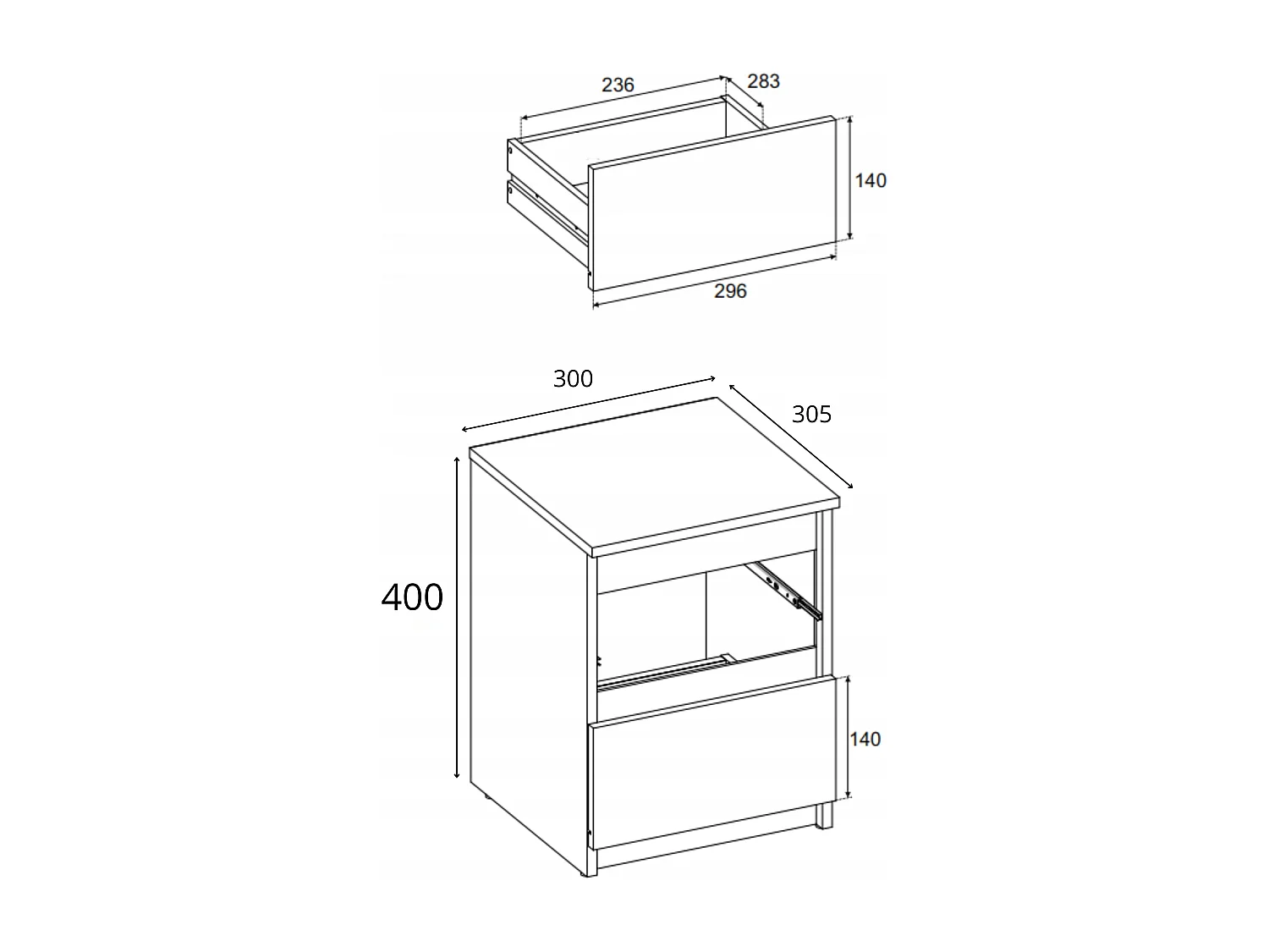 Table de chevet Chêne Wenge 30x30x42CM 2 tiroirs-meuble de nuit pour chambre à coucher
