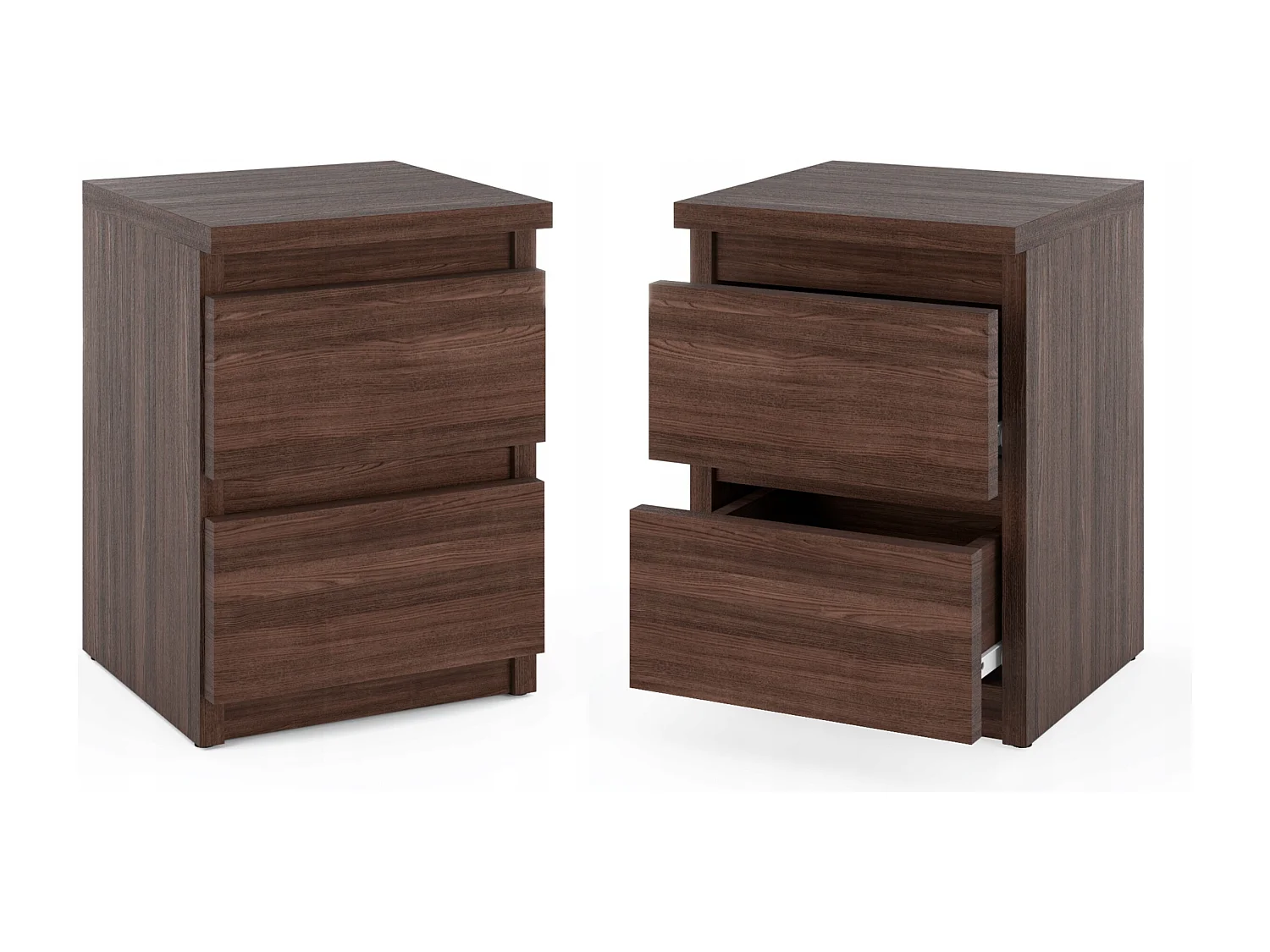 Table de chevet Chêne Wenge 30x30x42CM 2 tiroirs-meuble de nuit pour chambre à coucher