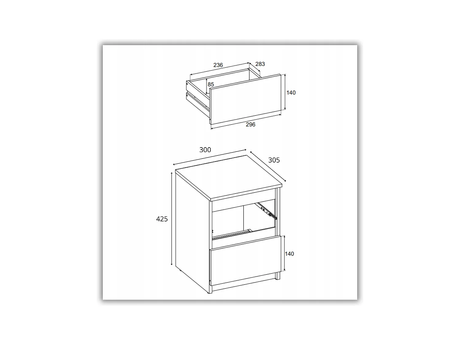Table de chevet Blanc brillant 30x30x42CM 2 tiroirs-meuble de nuit pour chambre à coucher loft