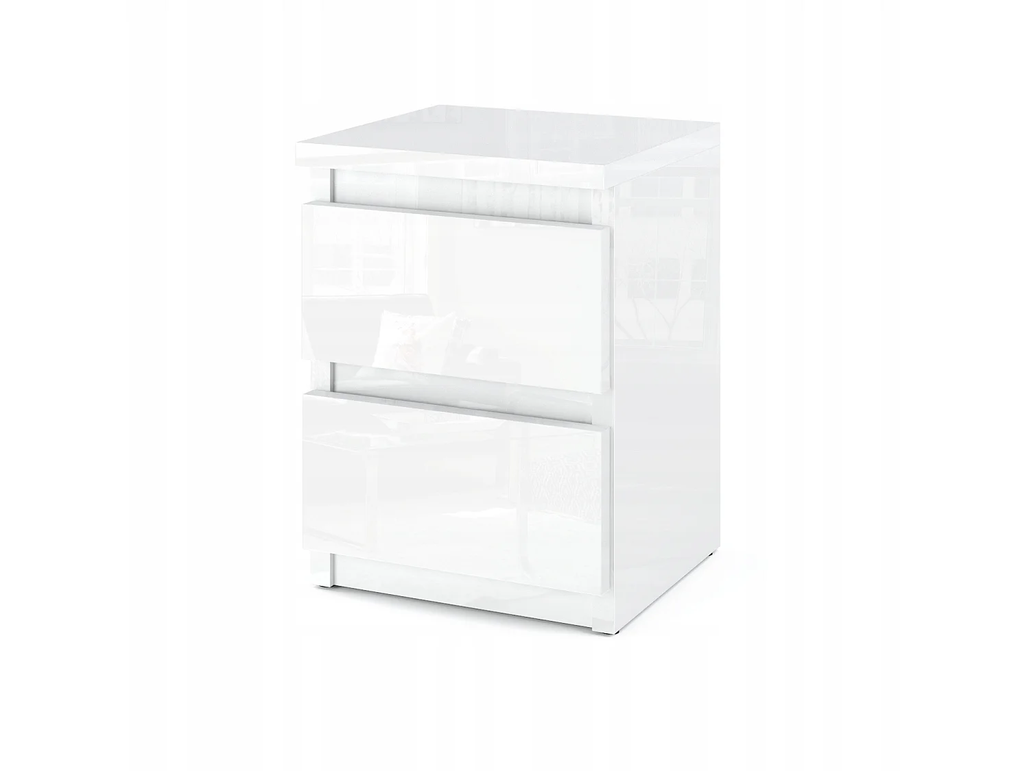 Szafka Nocna Stiv-Meble 2 Szuflady 30 CM Stolik Cały Biały Połysk 30x30x40 CM 1szt.