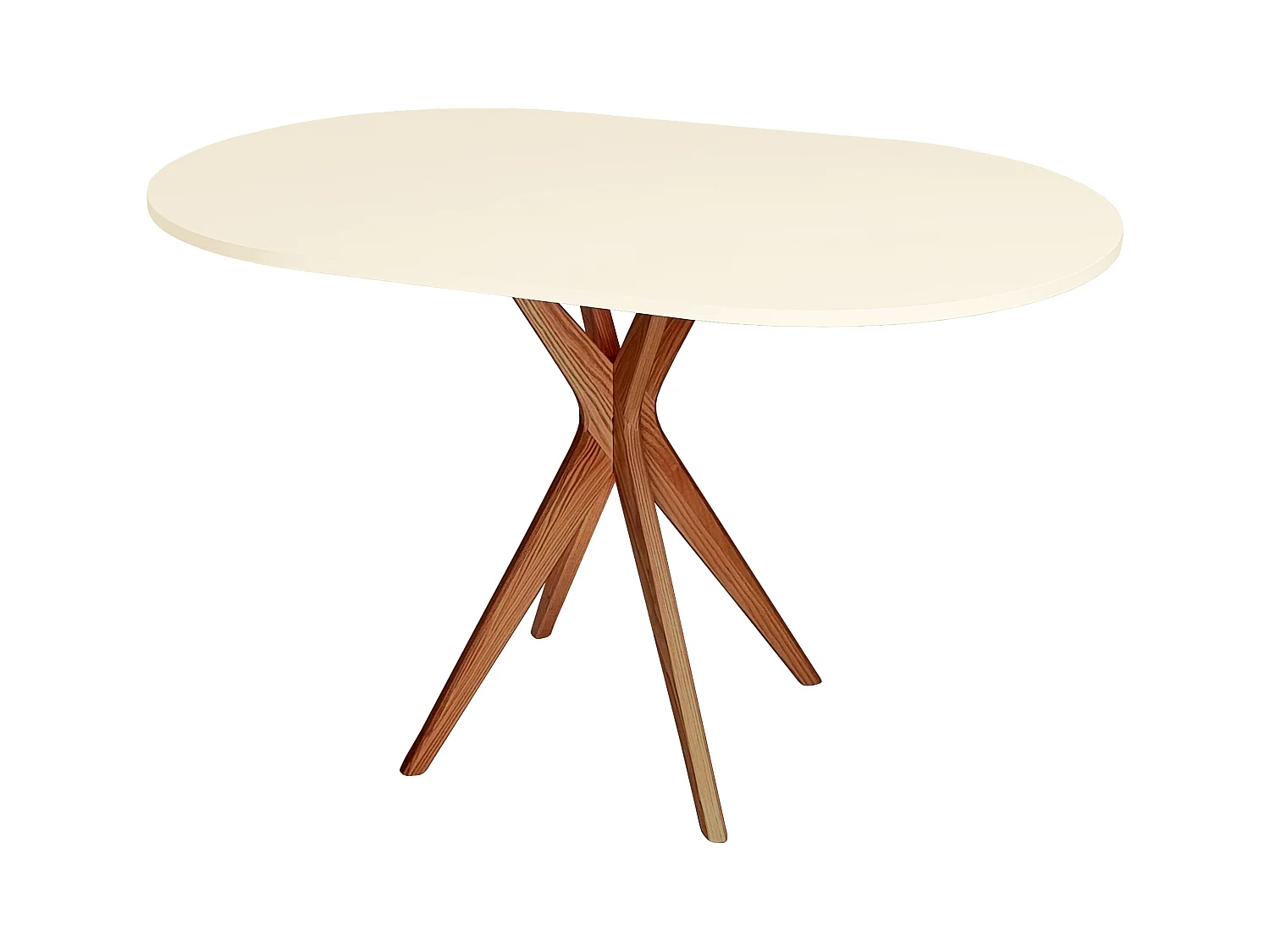 Ovale eettafel 75x100cm Jubi Krijtwit met eiken poten