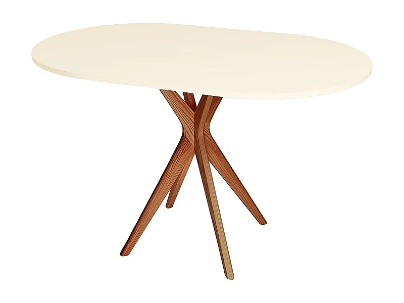 Ovale eettafel 75x100cm Jubi Krijtwit met eiken poten