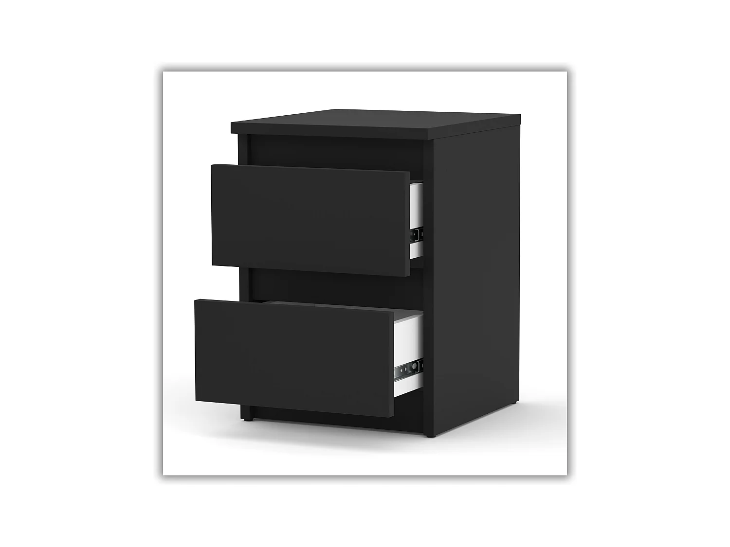 Table de chevet Noir 30x30x42CM 2 tiroirs -meuble de nuit pour chambre à coucher loft