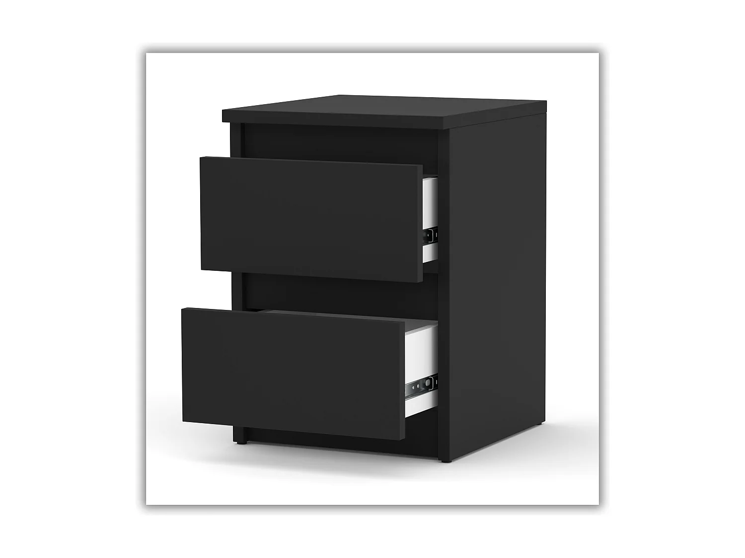 Table de chevet Noir 30x30x42CM 2 tiroirs -meuble de nuit pour chambre à coucher loft