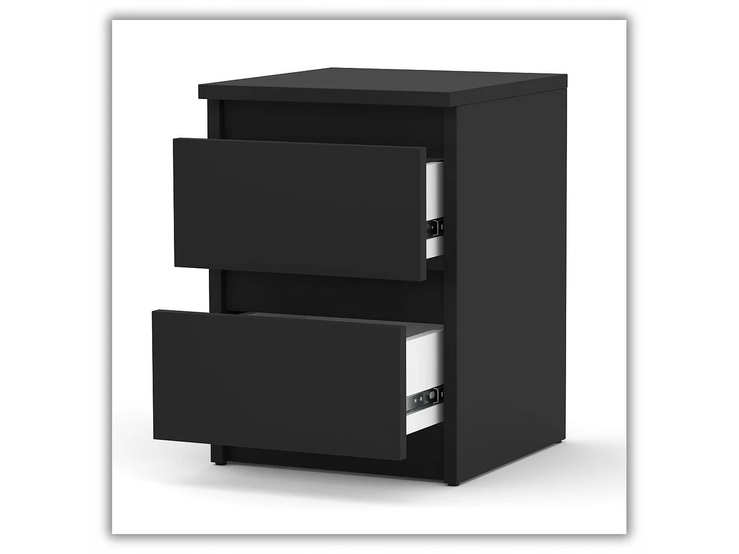 Szafka Nocna Stiv-Meble 2 Szuflady 30 CM Stolik Czarny Mat 30x30x40 CM 1szt.