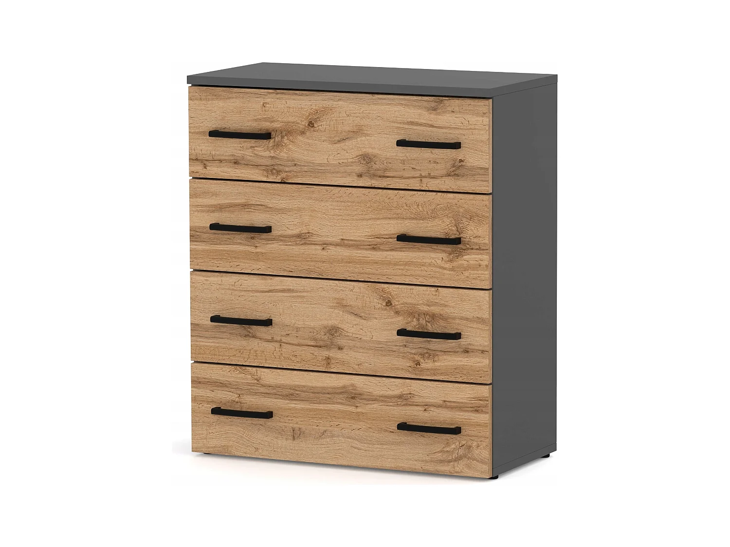 Armoire à chaussures en Gris +chêne wotan 71x82,9x35 cm – meuble de rangement avec 4 étagères