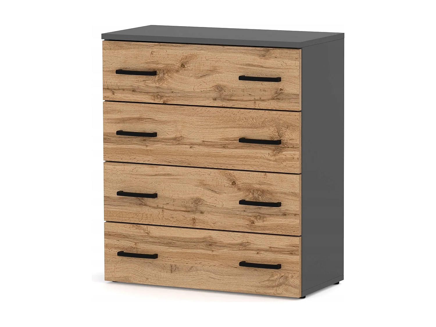 Armoire à chaussures en Gris +chêne wotan 71x82,9x35 cm – meuble de rangement avec 4 étagères