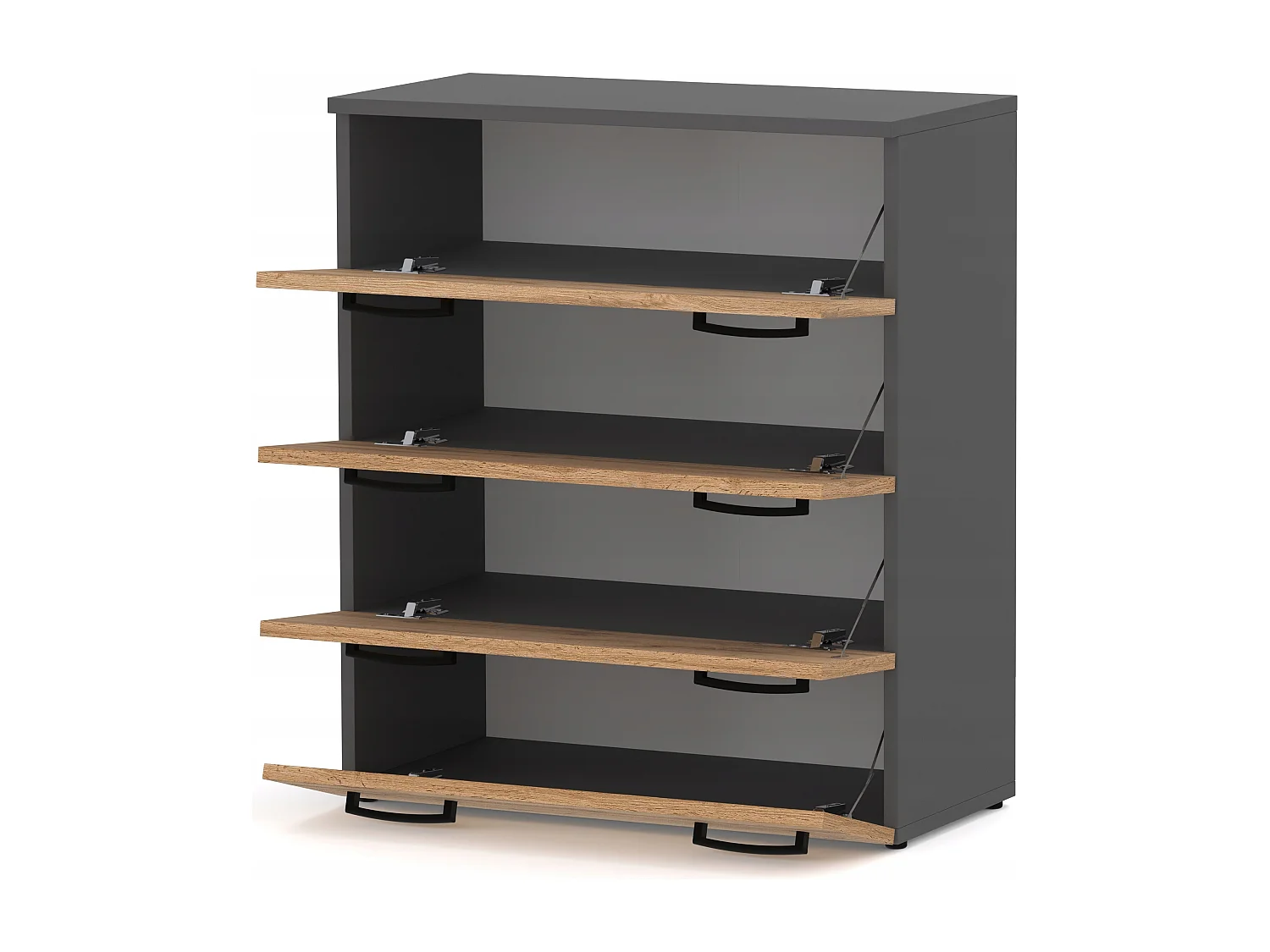 Armoire à chaussures en Gris +chêne wotan 71x82,9x35 cm – meuble de rangement avec 4 étagères