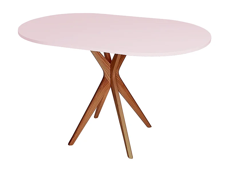 Table à manger ovale 75x100cm Jubi Rose Poudré Chêne