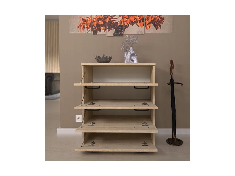 Armoire à chaussures en chêne sonoma 71x82,9x35 cm – meuble de rangement avec 4 étagères
