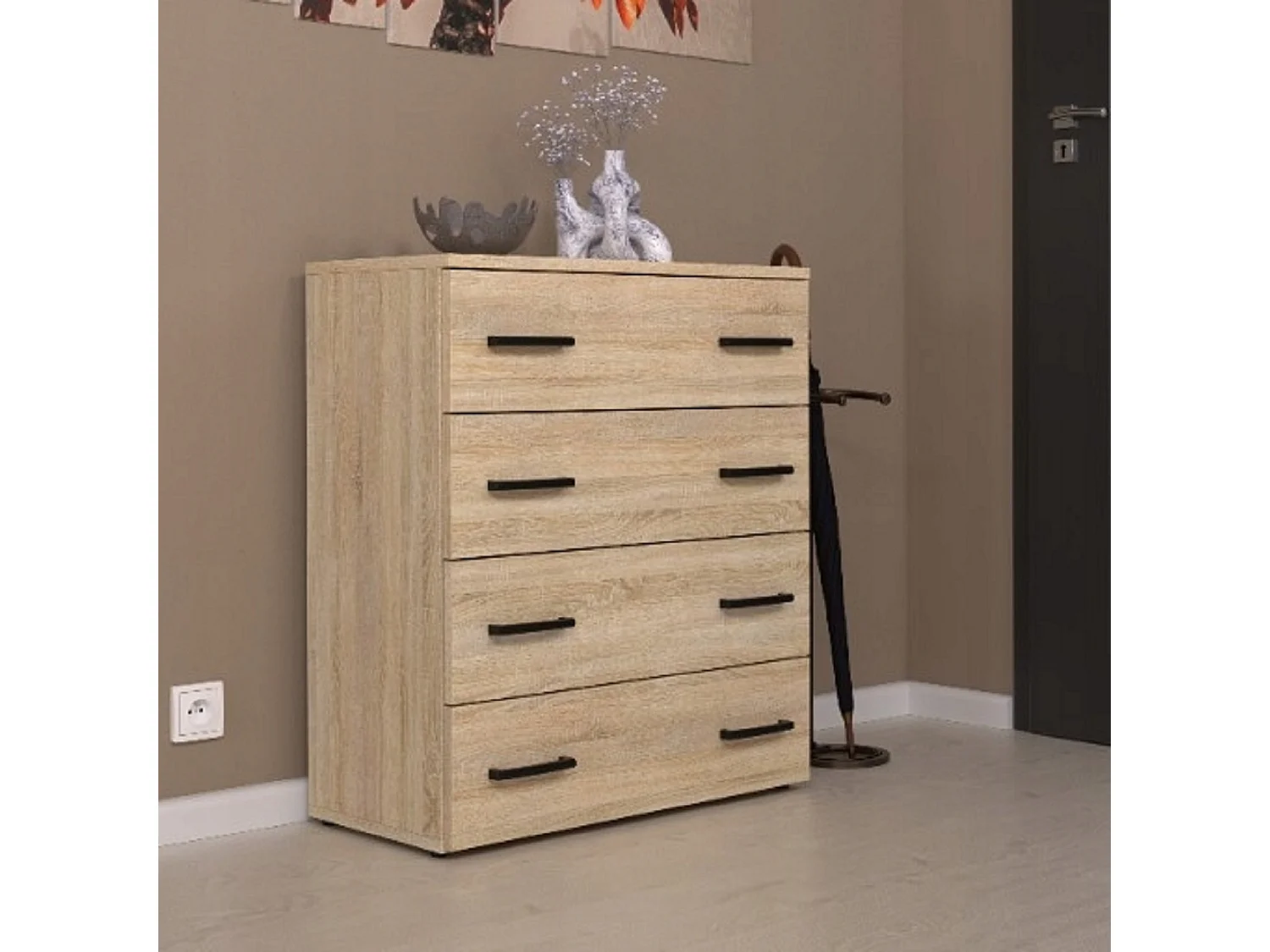 Armoire à chaussures en chêne sonoma 71x82,9x35 cm – meuble de rangement avec 4 étagères