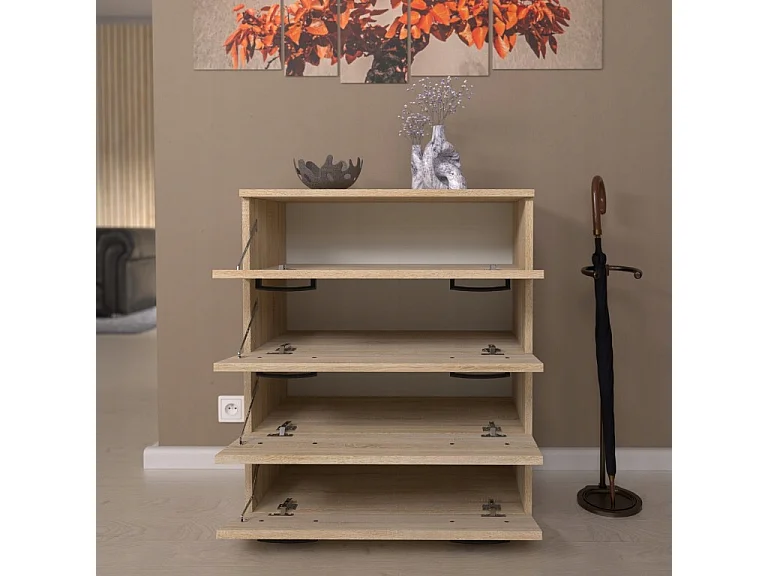 Armoire à chaussures en chêne sonoma 71x82,9x35 cm – meuble de rangement avec 4 étagères