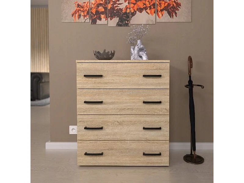 Armoire à chaussures en chêne sonoma 71x82,9x35 cm – meuble de rangement avec 4 étagères