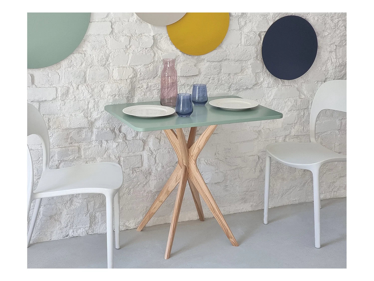 Petite table à manger rectangulaire Jubi 55x80cm Jaune Genët